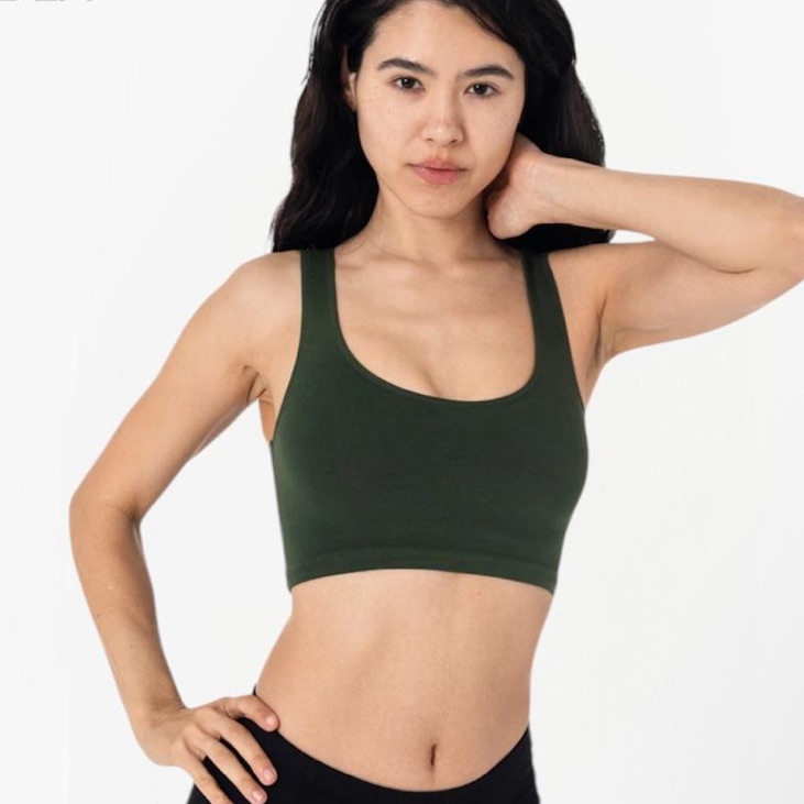 Los Angeles Apparel Garment Dye Cotton Spandex Crop Tank Dark Forest Green